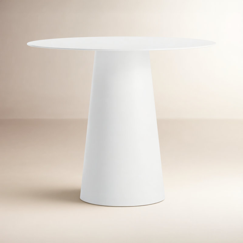 Circula Round Metal Dining Table, White, Standard (30" Height), 36" W x 36" L