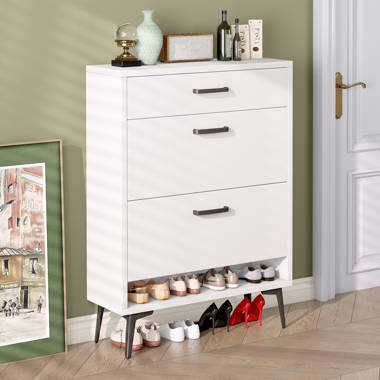 Modern Shoe Cabinet with 2 Flip Drawers & 1 Slide Drawer, Modern Free  Standing Shoe Rack Shoe Storage Cabinet - Bed Bath & Beyond - 38428968