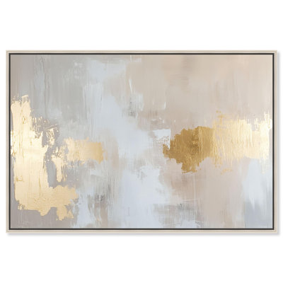Soft Shimmer I Canvas Print Gold Boho Wall Decor by Art Remedy, Silver Frame, 15 x 10