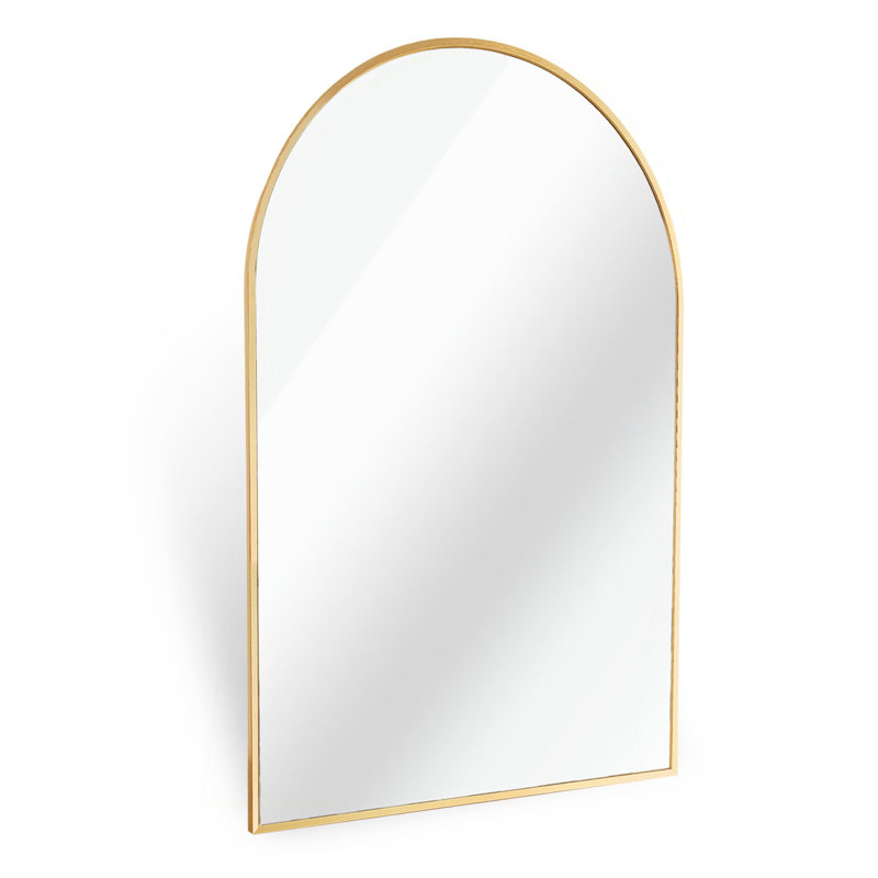20X30 Inch Metal Framed Arched Bathrrom Mirror For Wall., Gold