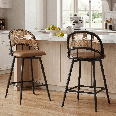 Tabouret de bar et de comptoir pivotant rembourré (ensemble de 2)