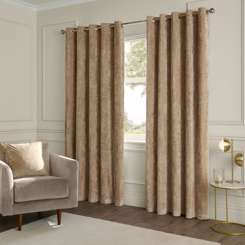 Lustre Velvet Room Darkening Curtain Panel Pair, 117cm Width x 137cm Drop, Brown