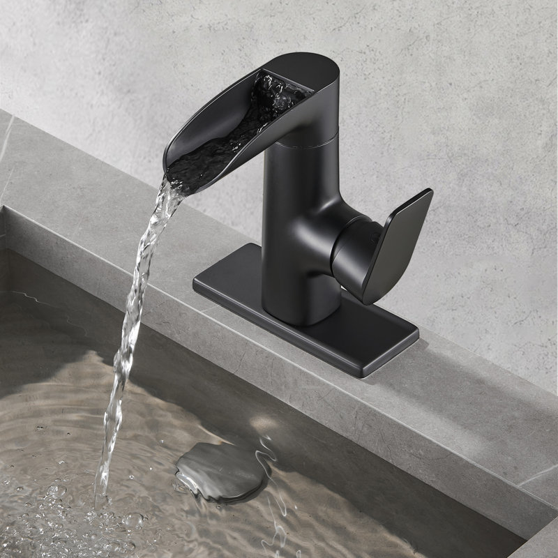 Single Hole Single Handle Bathroom Faucet with Drain Assembly, Matte Black