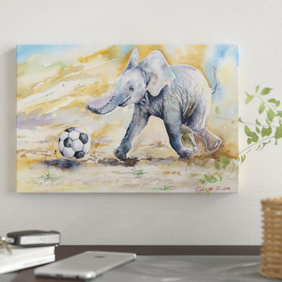 " Elephant Calf And Ball " Watercolor