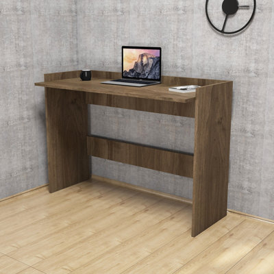 Scandinavian Style Study Desk, Walnut Finish, 47.2 x 33.5 x 15.8 inches | 100% Melamine Coated Particle Board, Thickness: 0.7 inches | Multipurpose Design with Additional Storage, Perfect for Home Office & Study Spaces