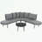 Half- Moon Curved Outdoor Sofa Set with Coffee Table and Backrest Cushions-1453113189