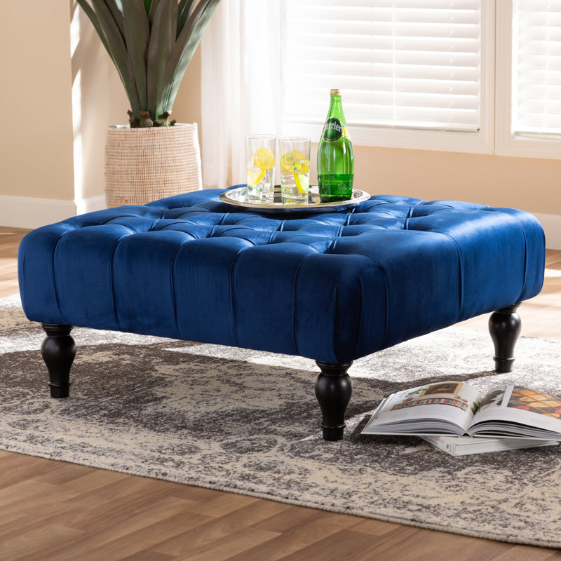 Mirenda Velvet Ottoman, Blue