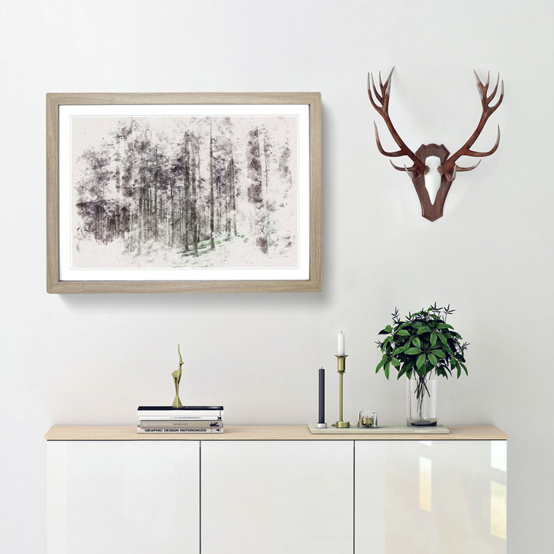 Pretty Forest - Framed Print, 45cm H x 63cm W x 2cm D, Oak Framed