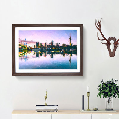 Auckland Skyline in New Zealand in Abstract - Picture Frame Painting Print