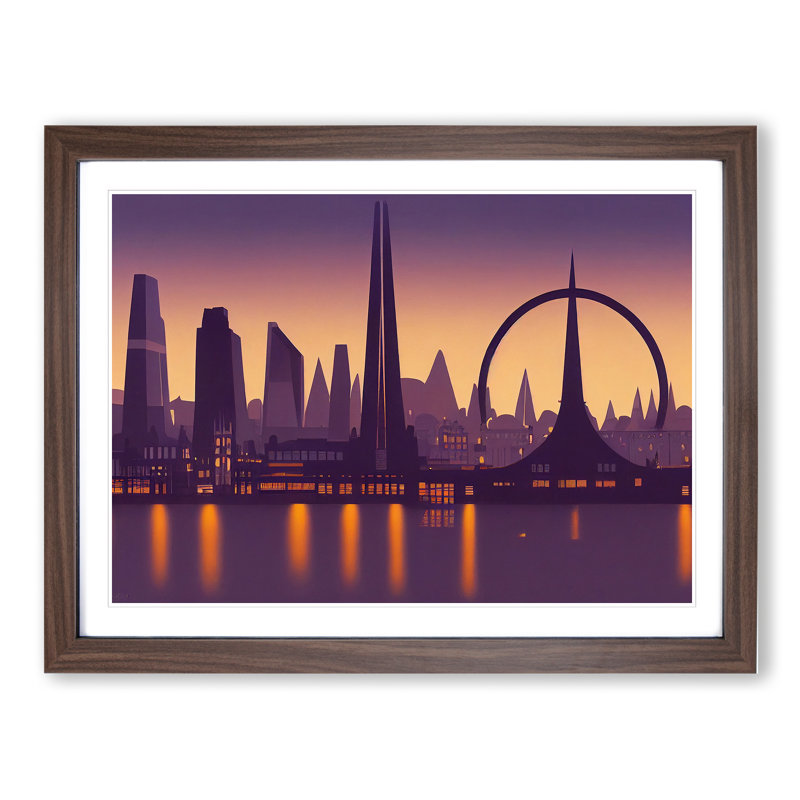 City Skyline Vol.4 - Framed Print, 25cm H x 34cm W x 2cm D, Walnut Framed