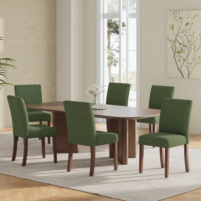 Chaise de salle à manger rembourrée en tissu Oakridge avec pieds en bois d'hévéa massif et coussin en mousse haute densité Oakridge