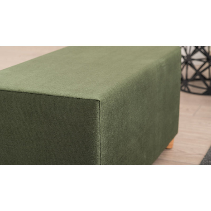 Upholstered Ottoman, Green Polyester Blend