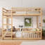 Structure de lit superposé double en bois massif avec échelle et garde-corps de sécurité, aucun sommier nécessaire, lit superposé en bois de pin robuste pour dortoir de chambre d'amis-633633631