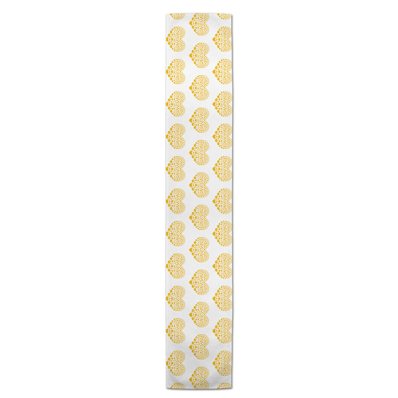 Ferrier Heart Table Runner, 90" L x 16" W, Yellow