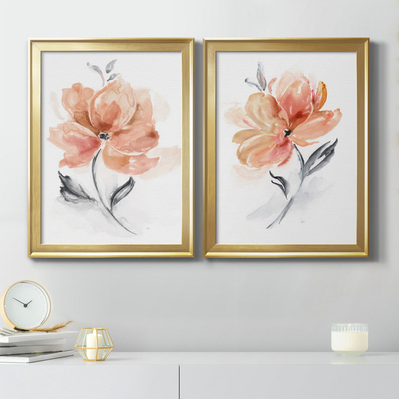 " Soft Sensation I " 2 - Pieces Painting Print, Gold Framed Canvas, 30.5" H x 22.5" W x 1" D