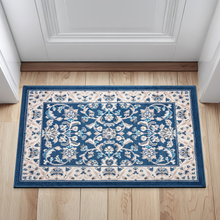 Anmie Oriental Dark Blue/Cream Area Rug