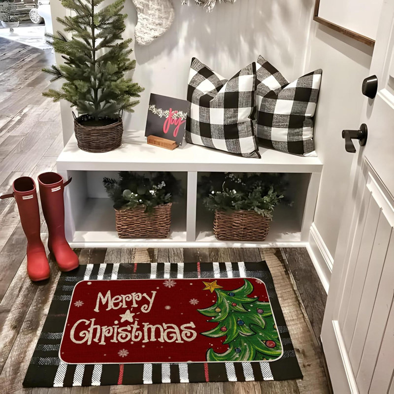 Paillasson Xmas Tree Snowflakes Red Merry Christmas