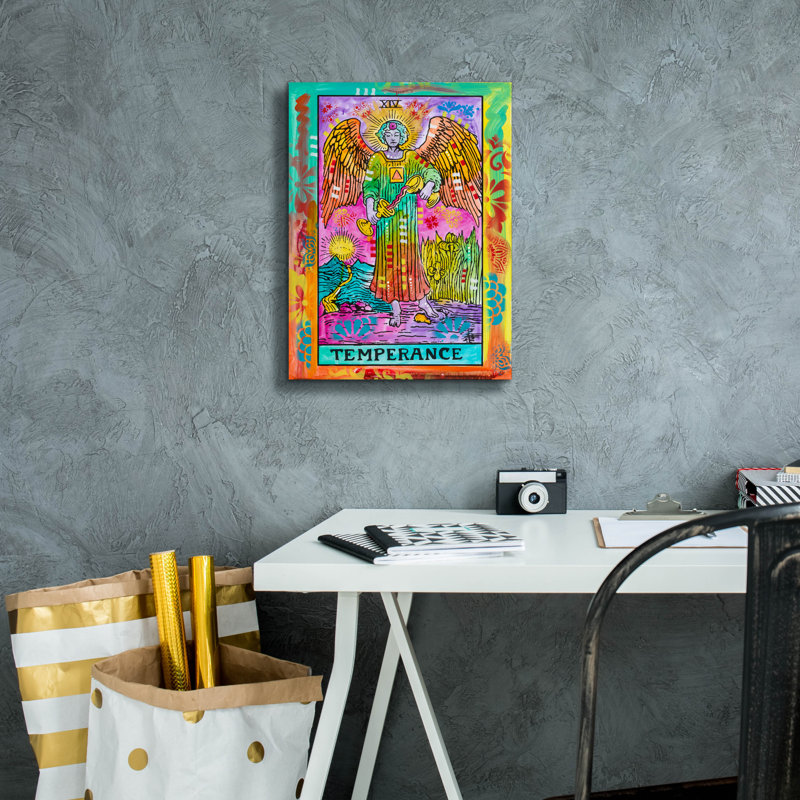 «Tarot - Temperance» par Dean Russo, art mural sur toile, H 16 po x l 12 po x P 0,75 po