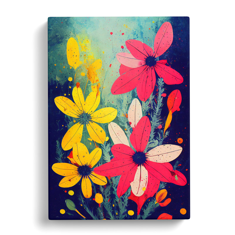 CAN-V0523-2882X Wildflowers Paint Splatter Vol.1 - Wrapped Canvas Print, 60cm H x 40cm W