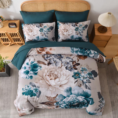 7-Piece Floral Comforter Set Lightweight All-Season Bedding Set