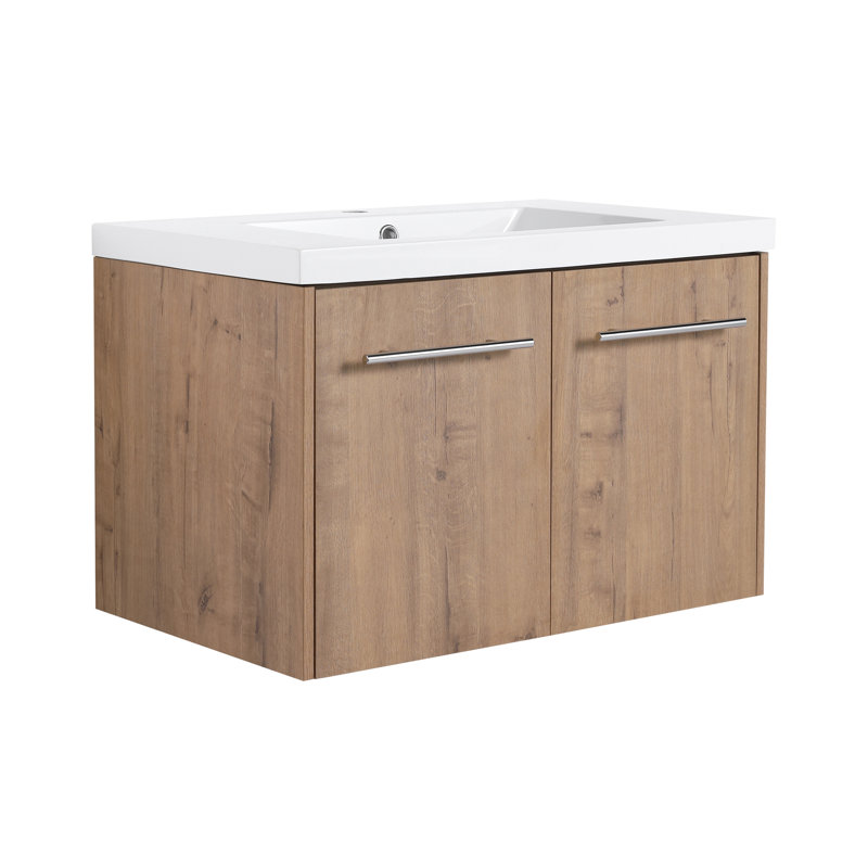 Meuble-lavabo à fermeture en douceur avec lavabo, pour petite salle de bain (emballage KD)