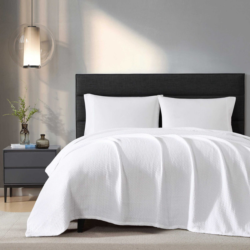 Couverture blanche en coton Vera Wang Matelesse, Blanc, Très grand lit