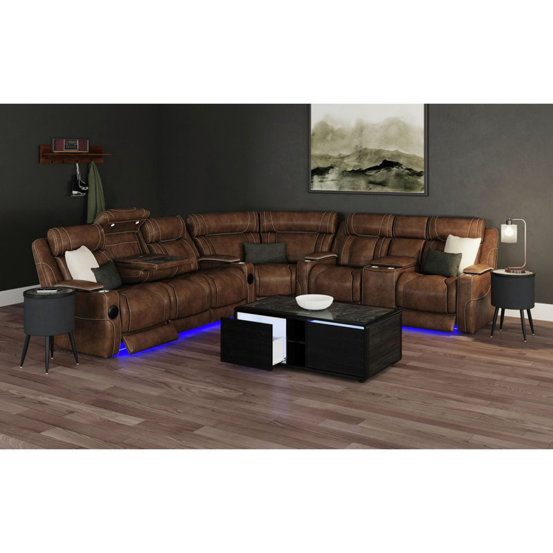 Nebula Round Smart End Table in Black