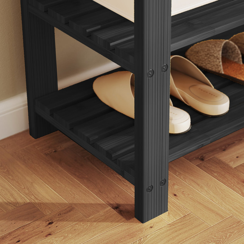 Étagère à chaussures en bambou naturel 6-9 paires de chaussures, rangement et banc à chaussures à 3 niveaux multifonctionnels, rangement peu encombrant