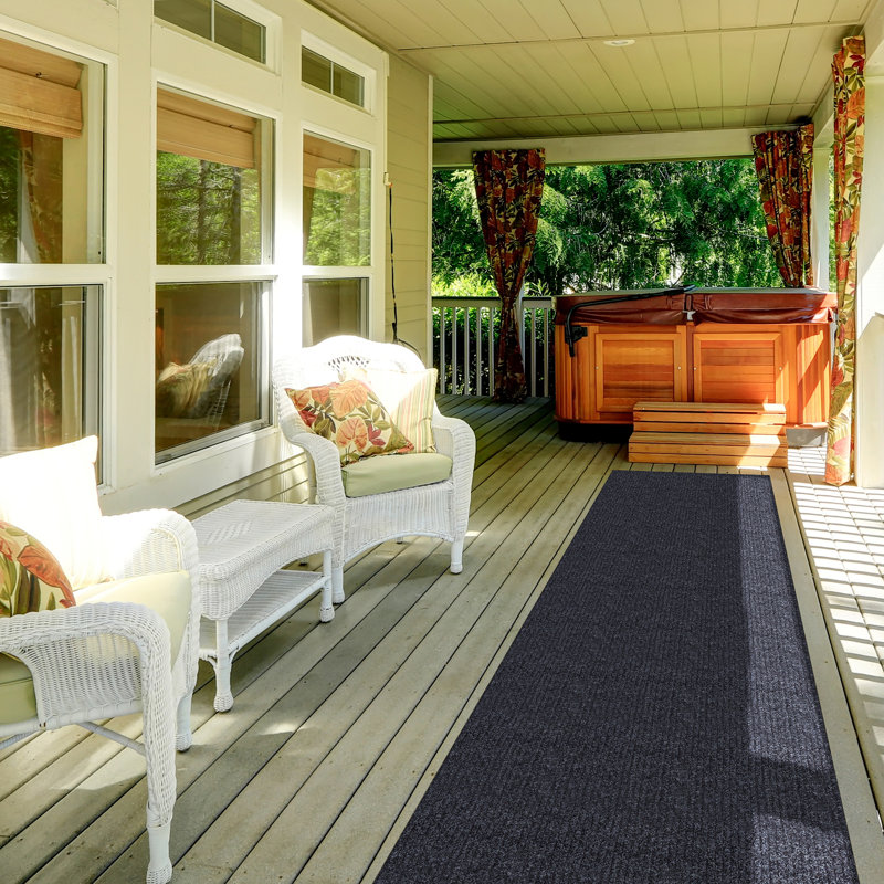Black Non-Slip Synthetic Hallway Runner Rug, 2'7" x 9'10"