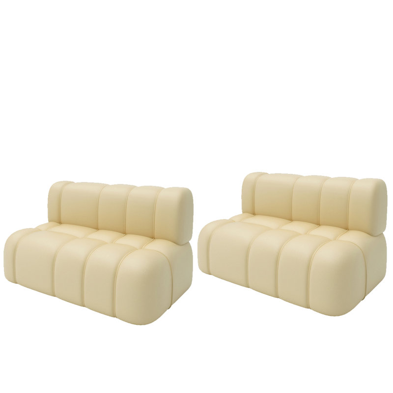 Banc rembourré en similicuir Hymara, H 47,24 po x l 30,71 po x P 27,56 po, Beige