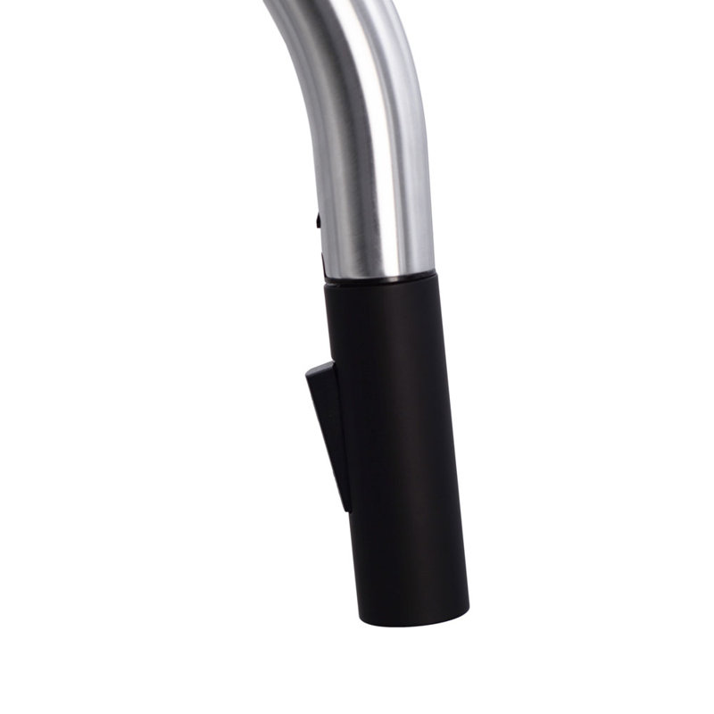 HotMaster 4-In-1 Pull Down Single Handle Kitchen Faucet, Matte Black/Stainless Steel