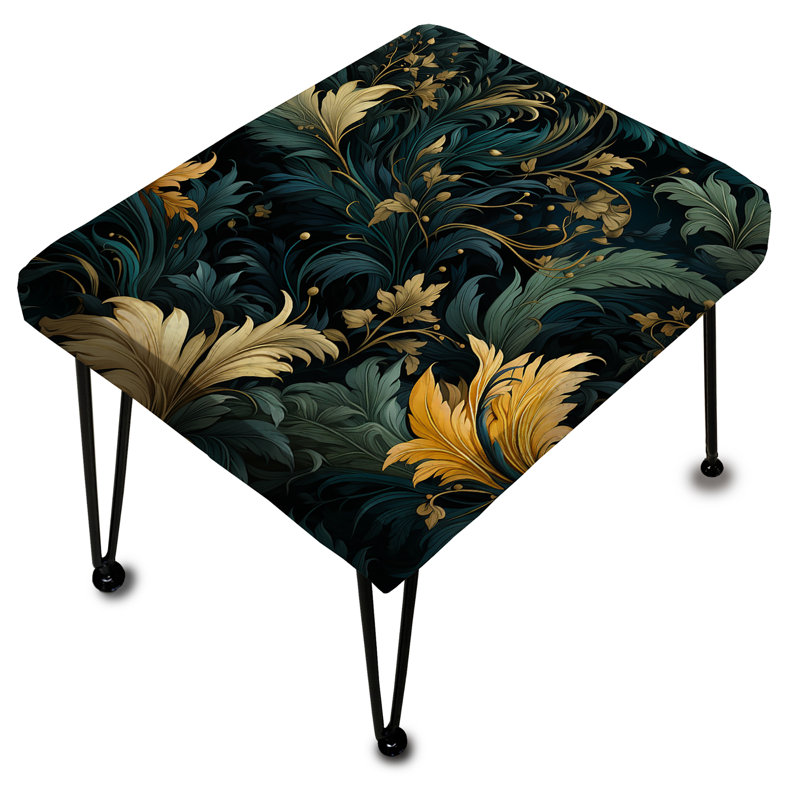 Repose-pieds rectangulaire vert feuille et jaune Harmony