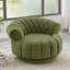 Fauteuil d'appoint pivotant doux vert 360 ° par Chenille, assise rembourrée ronde pour le salon et la chambre à coucher