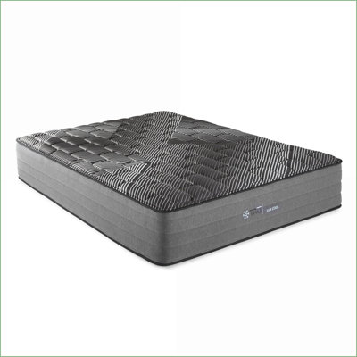 Matelas | Grand matelas matelassé ferme de 14 po avec housse de glace et mousse de gel cuivré | Mousse + ressort | Noir