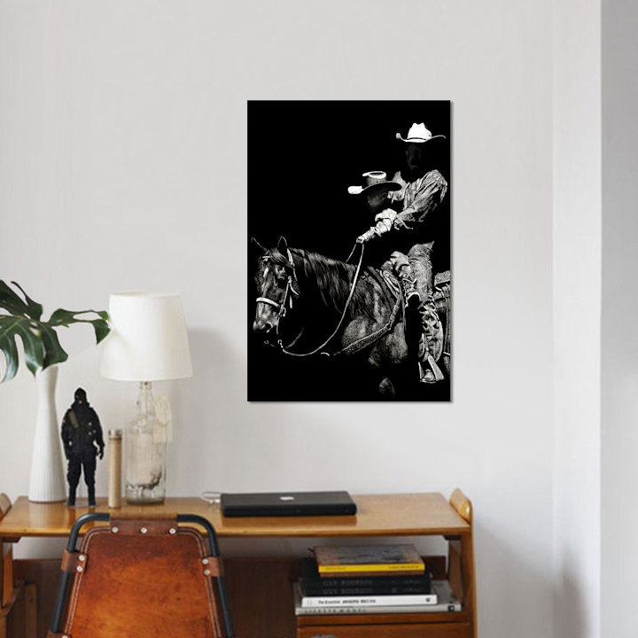 « scratching rodeo ii », impression sur toile, H 12 po x l 8 po x P 0,75 po, Toile tendue, Pas de tapis