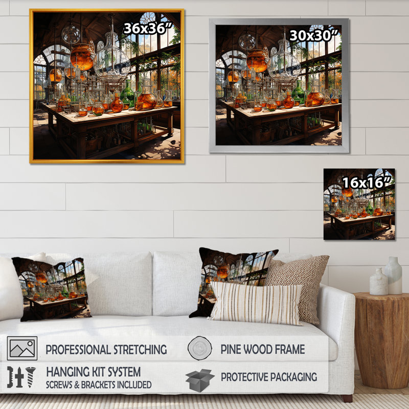 Art mural de laboratoire «Scientist», H 30 po x l 30 po x P 1 po, Cadre flottant noir