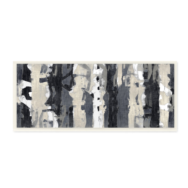 «Modern Busy Abstraction Grey Beige Black Messy Stripes» par Max Hansen - Peinture, Plaque murale, H 7 po x l 17 po