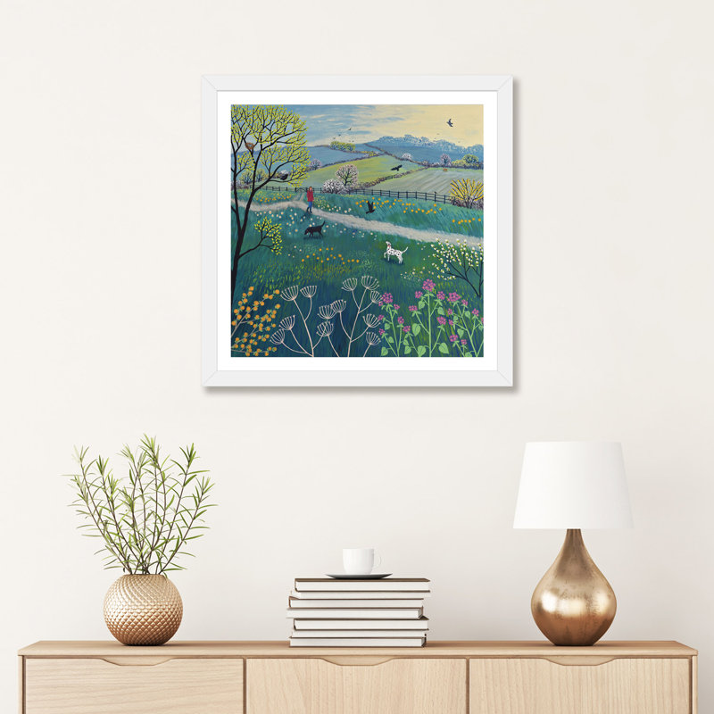 «Spring Walk» par Jo Grundy - impression d'art graphique, H 18 po x l 18 po x 1,5 po, Toile tendue