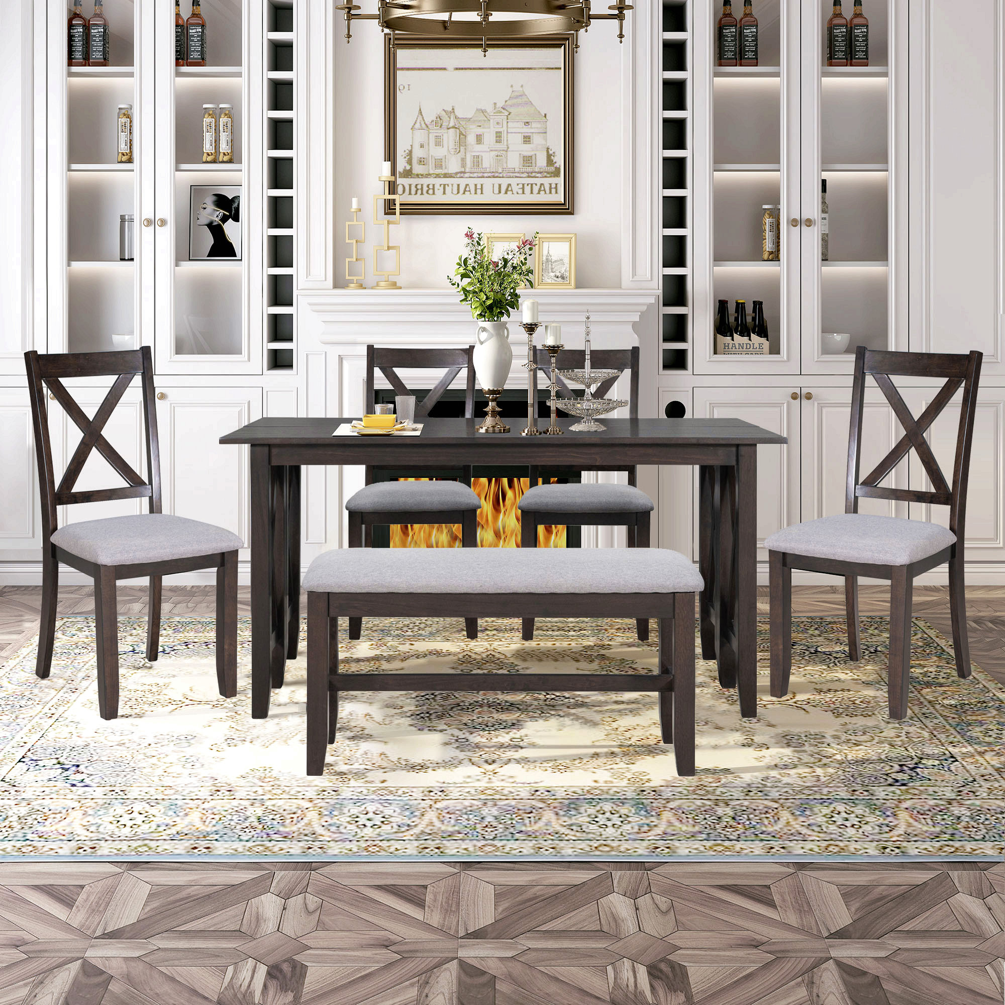 Ophelia & Co. 6-Piece Family Dining Room Set Solid Wood Space Saving ...