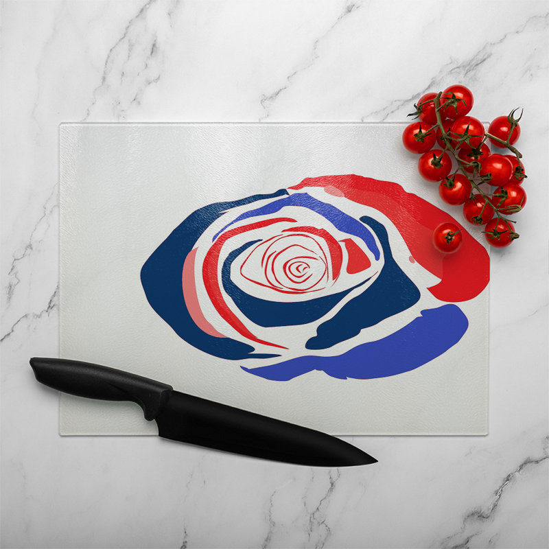 Rose Glass Chopping Board, 40cm L x 28cm W