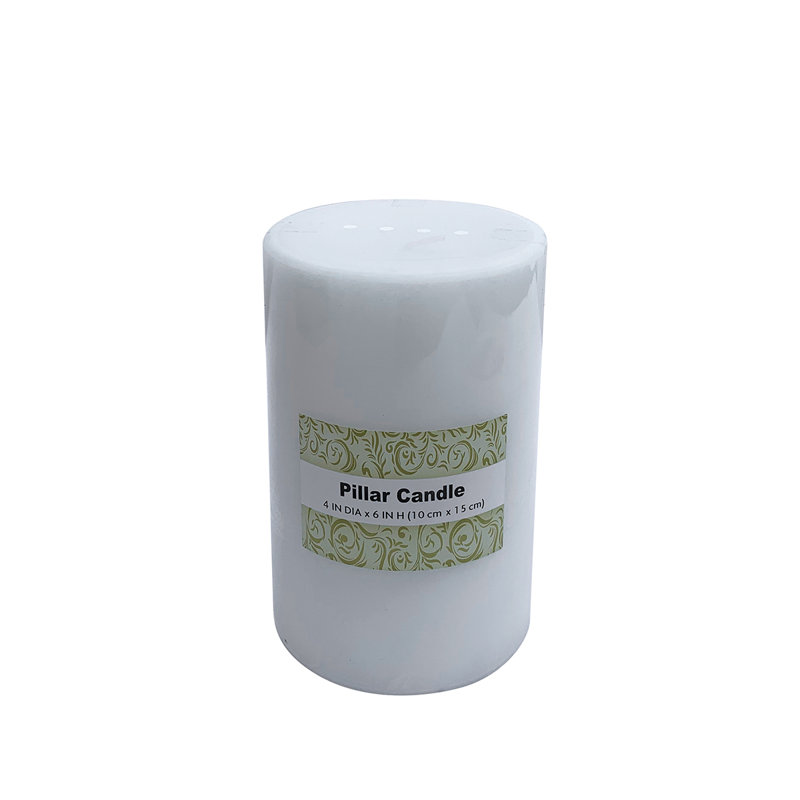 Bougie cylindrique sans parfum, Blanc, 1, H 6 po x l 4 po x P 4 po