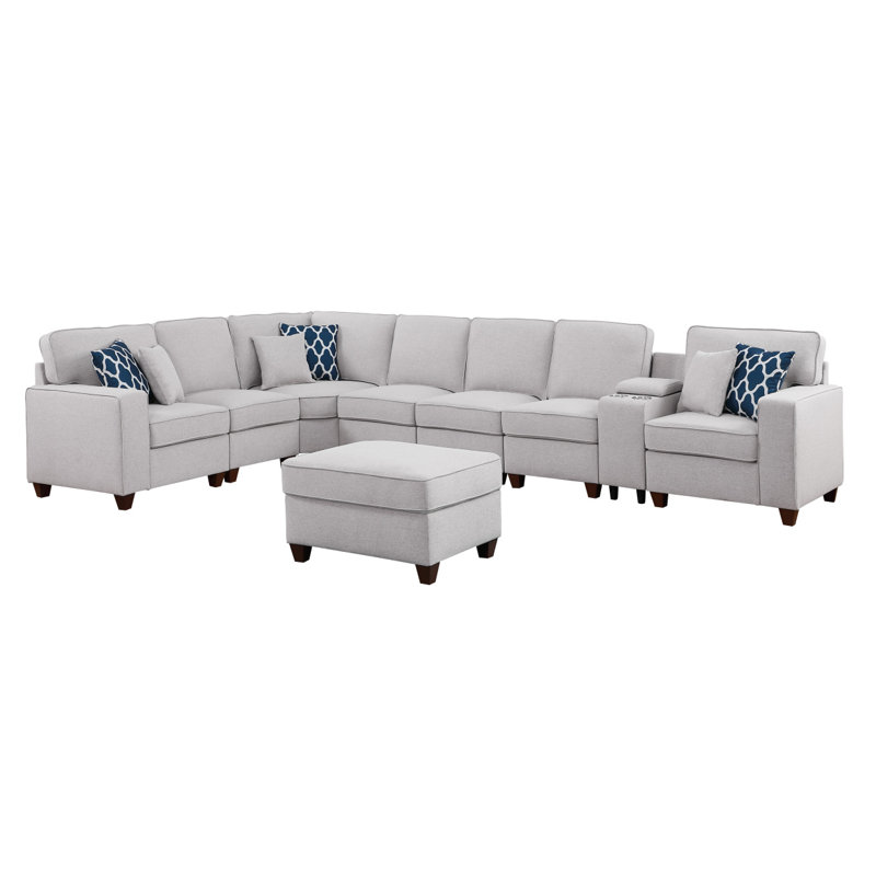 Canapé modulaire moderne avec repose-pieds Sofajessica, 35.04" H x 110.28" W x 151.28" D
