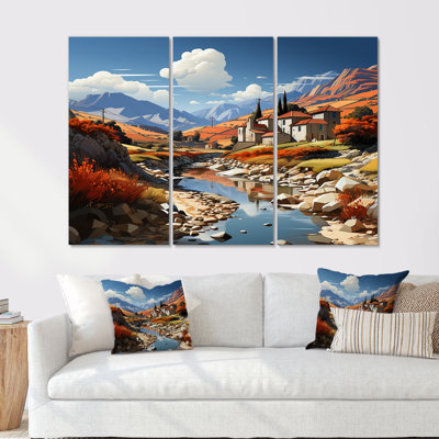 Bold Mediterranean Landscape - Cubism Wall Decor Set