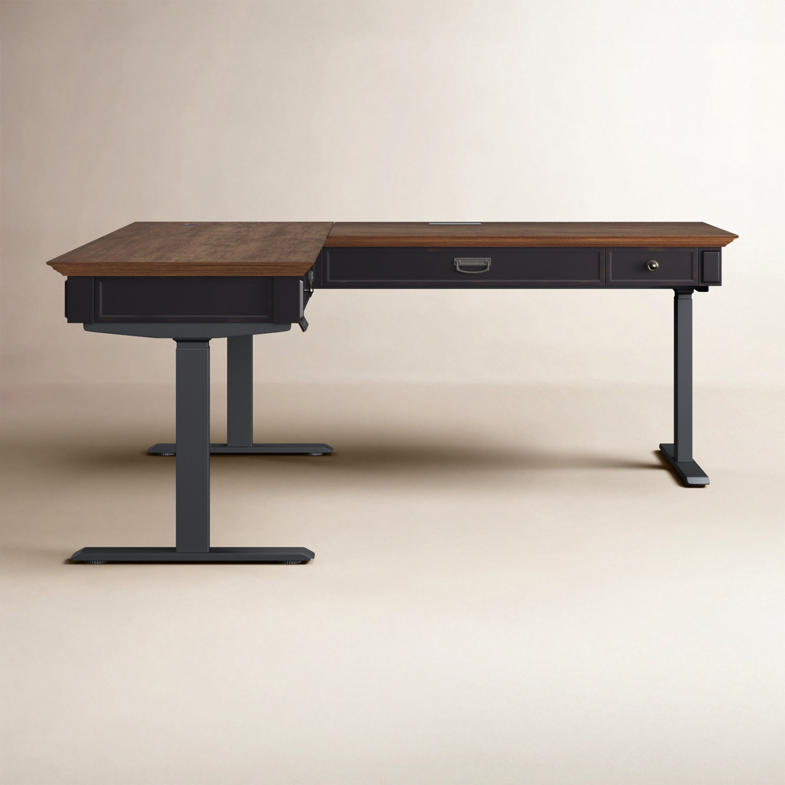 Emelia 60 " Adjustable Height Standing Desk, Black/Brown