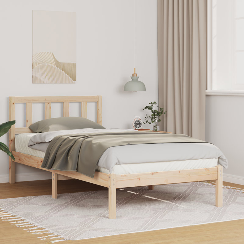 Solid Wood Bed, Brown, Small Single (2'6)