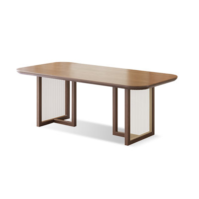 Brown Rectangular Solid Wood Dining Table