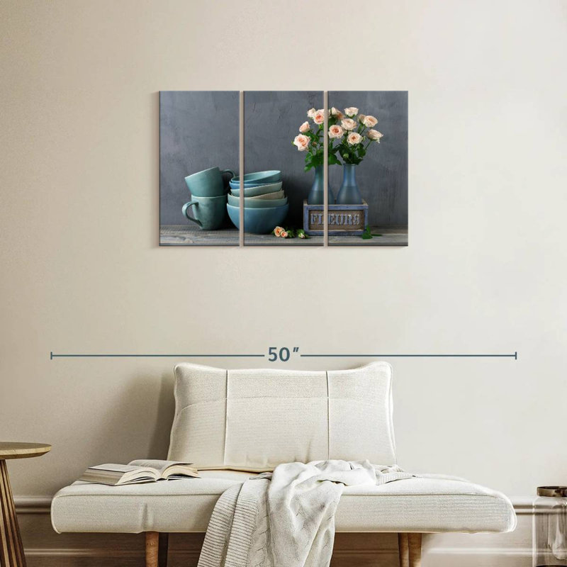 Senne Rustic Blue Ceramics, 20" H x 33" W