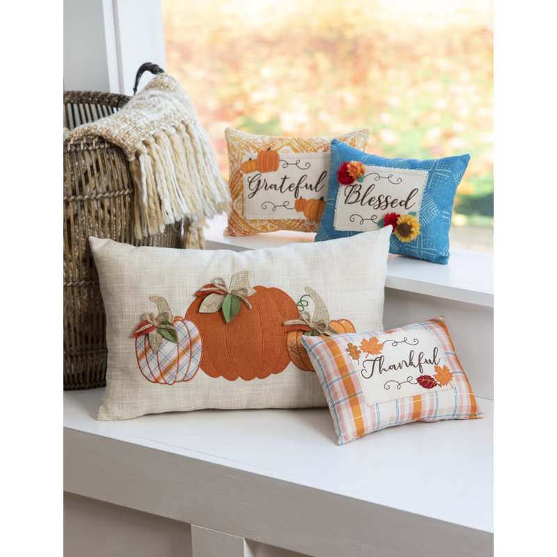 Pumpkin Trio Lumbar Decorative Throw Pillow Cover Pumpkin Trio Lumbar Decorative Throw Pillow Cover