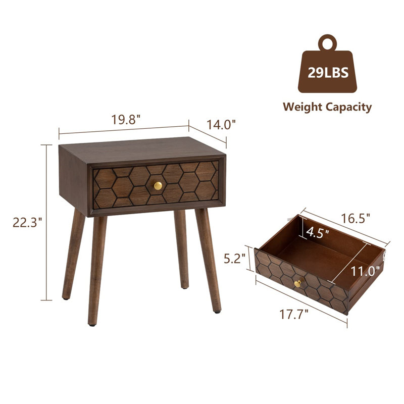 Genelia 19.8'' W Nightstand