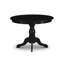 L'ensemble de table de cuisine 3 pièces comprend une table de salle à manger ronde avec piédestal et 2 chaises rembourrées en tissu Shitake, noir brossé-331478946-331478945-331440251